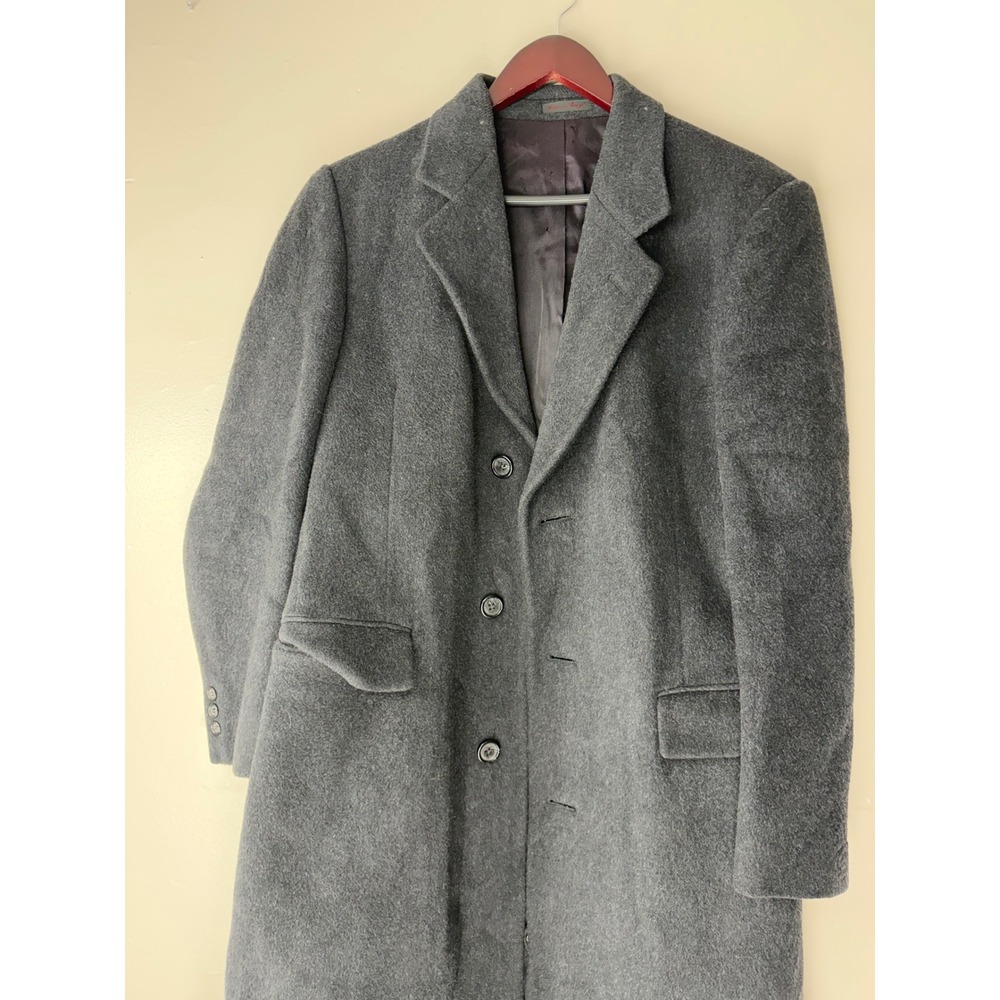 Nino Cerruti Rue Royale Mens Wool Cashmere Overcoat Gray 38R Long Jacket